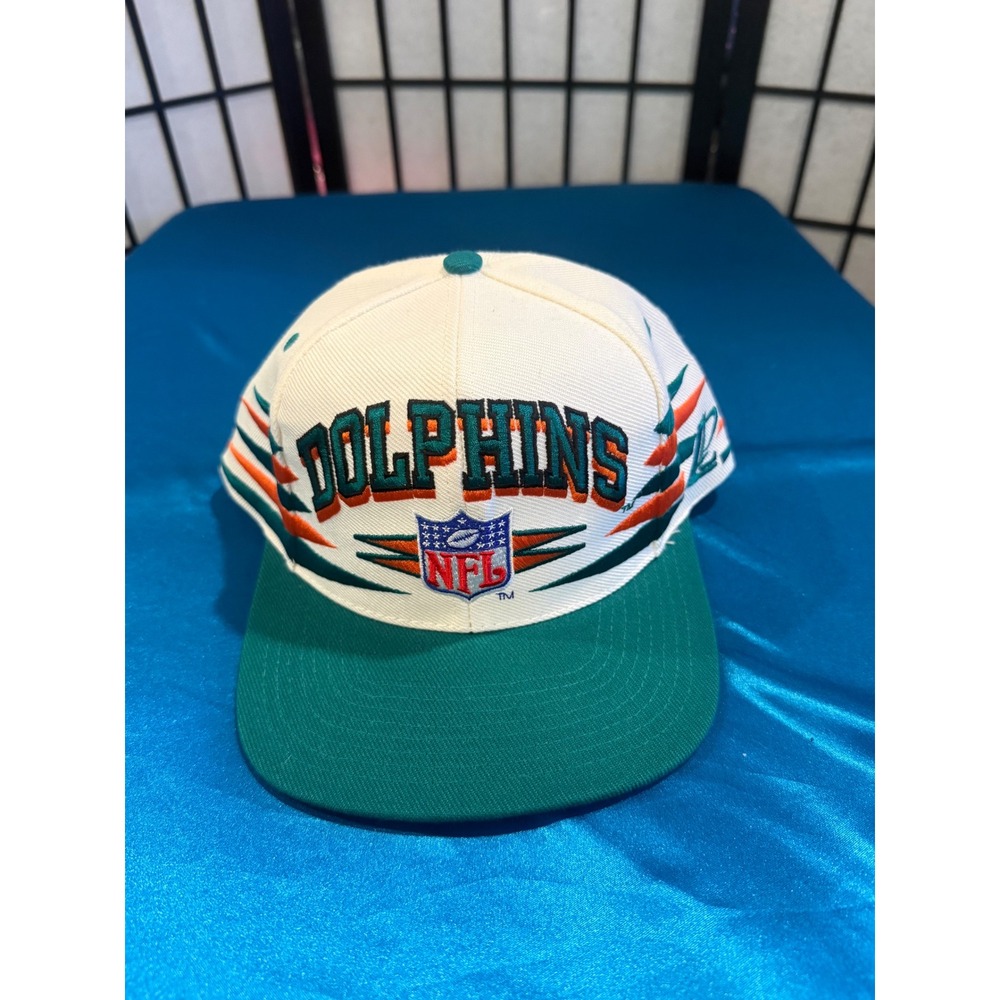 Vintage 90s Miami Dolphins NFL Pro Line Snapback Hat Logo Athletic Teal